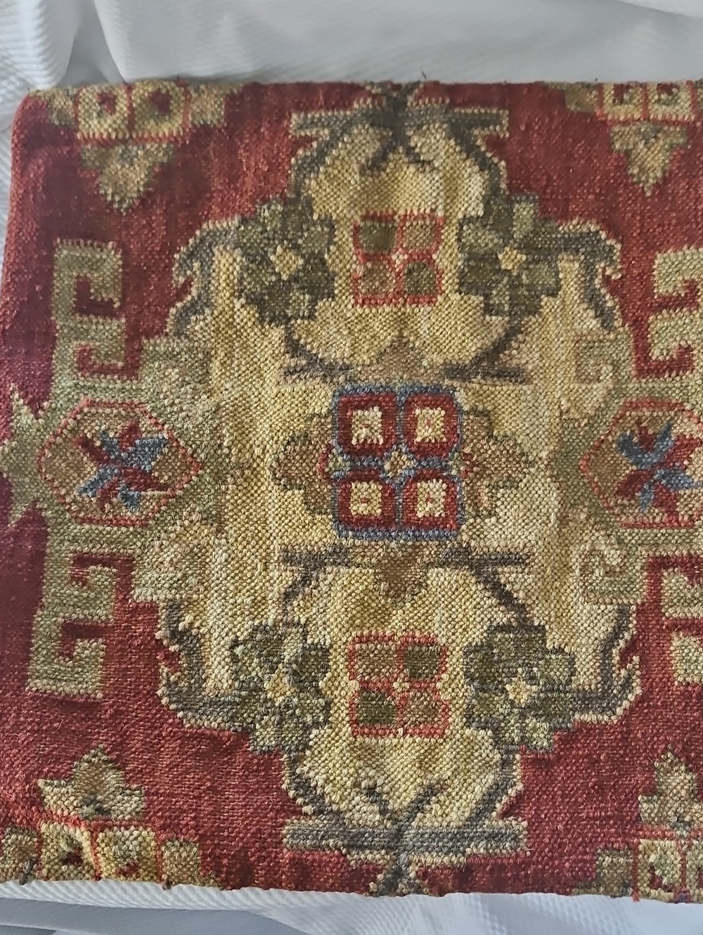 Used Damaged Rust, Orange and Gold Kilim Pillow Cover Pottery Barn 18"
